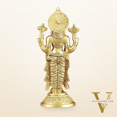 Exquisite Pure Brass Tirupati Balaji Statue - 10.5" Tall | Handcrafted Perfection