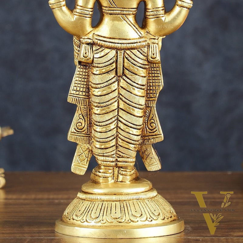 Exquisite Pure Brass Tirupati Balaji Statue - 10.5" Tall | Handcrafted Perfection