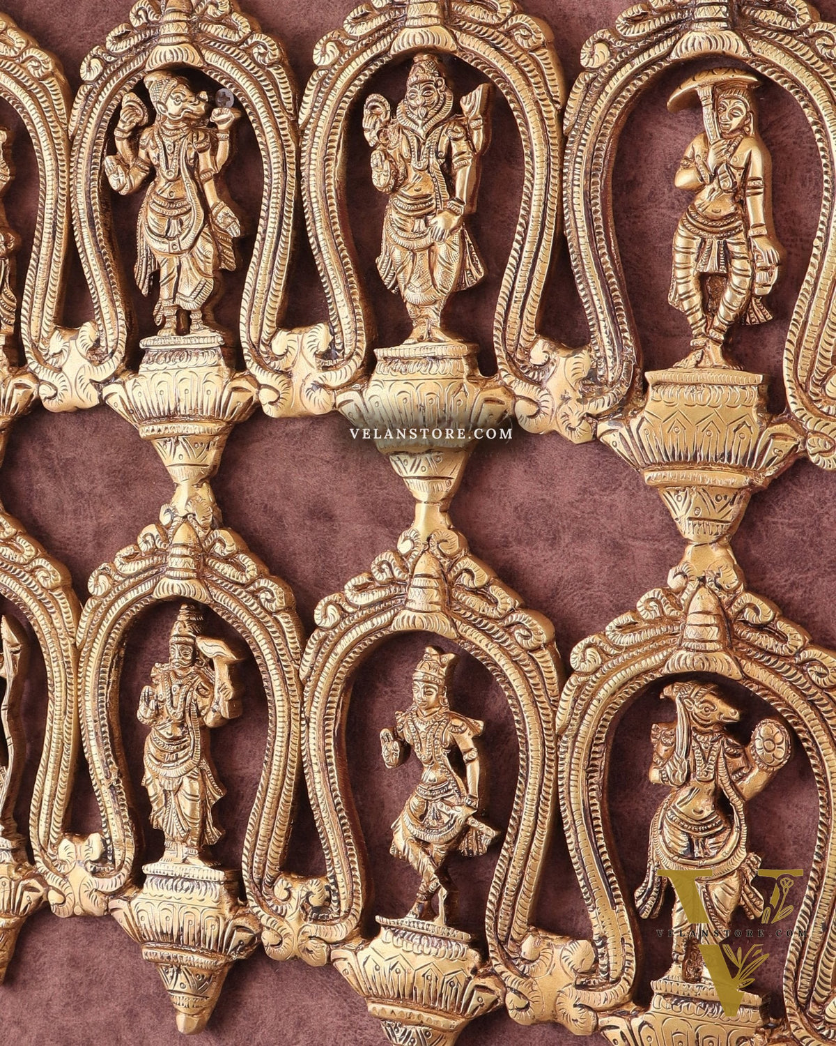 Exquisite Pure Brass Vishnu Dashavatar Wall Hanging 18"