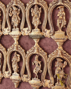 Exquisite Pure Brass Vishnu Dashavatar Wall Hanging 18"