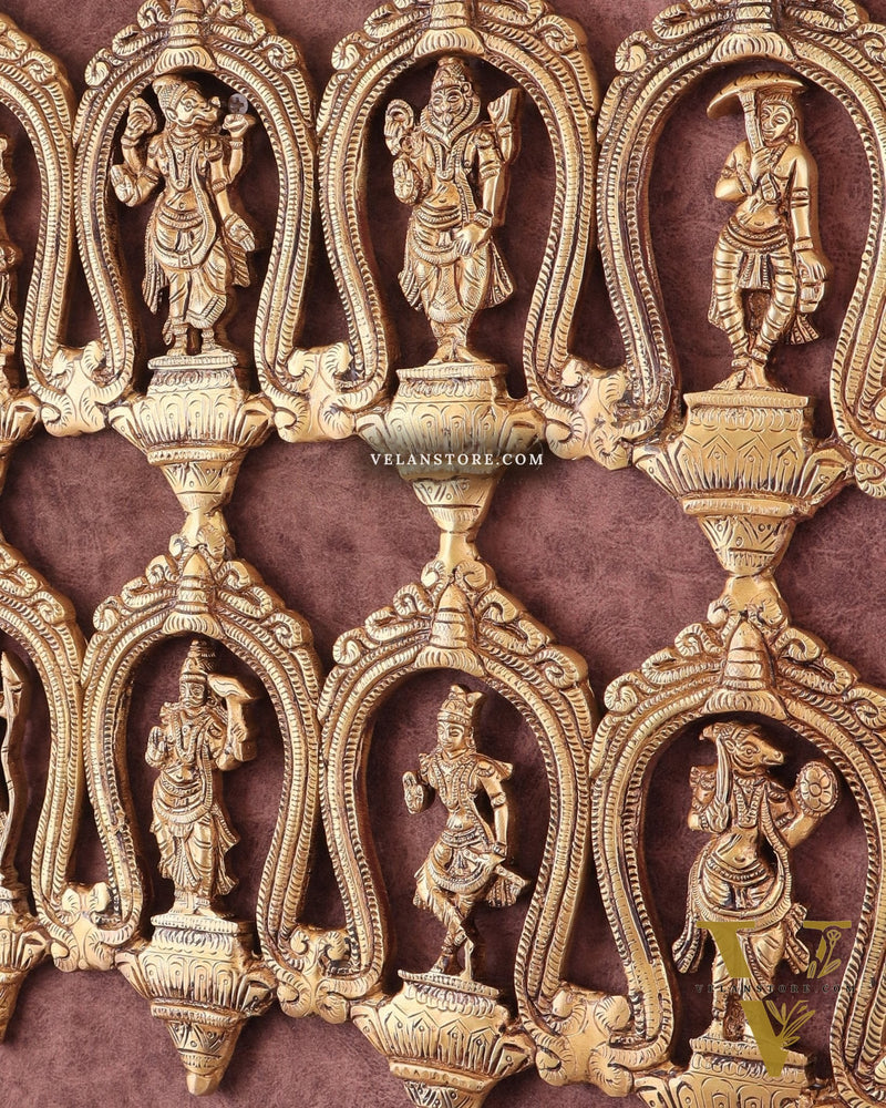 Exquisite Pure Brass Vishnu Dashavatar Wall Hanging 18"
