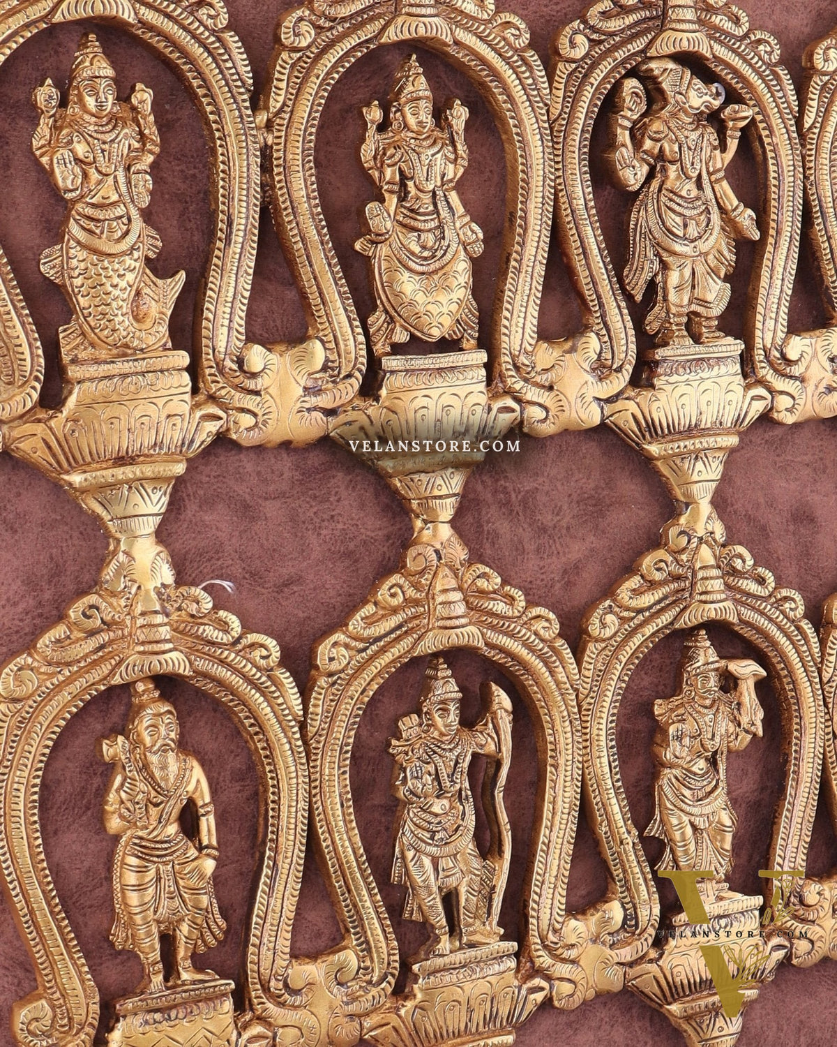 Exquisite Pure Brass Vishnu Dashavatar Wall Hanging 18"