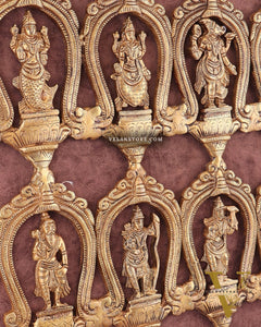 Exquisite Pure Brass Vishnu Dashavatar Wall Hanging 18"