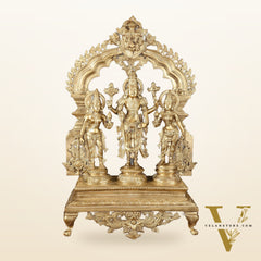 Exquisite Pure Bronze Tirupati Balaji with Bhudevi and Sridevi Sculpture - 24" Hoysala Art