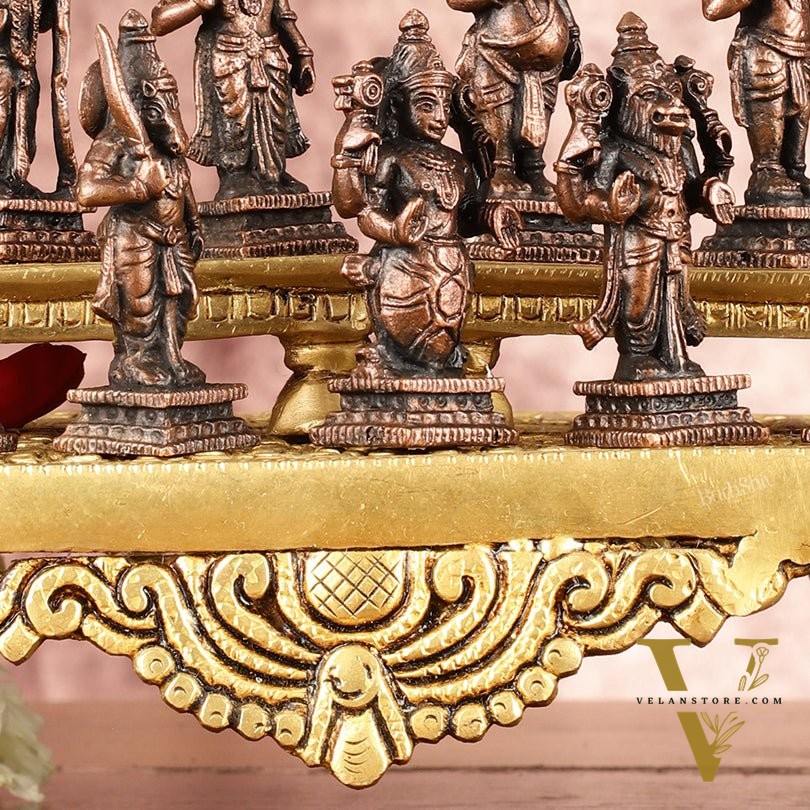 Exquisite Pure Copper Dashavatar Miniature Set 2.5" - Lord Vishnu's Divine Incarnations