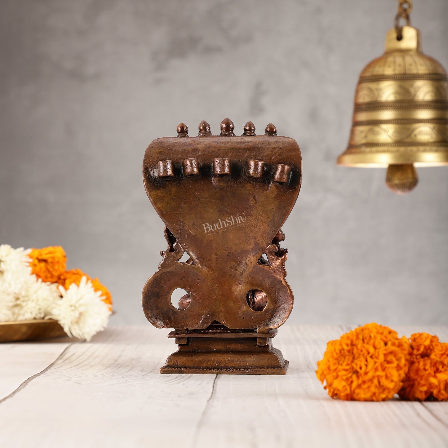 Exquisite Pure Copper Lord Ganesha Statue with Adishesha Nag - 6"