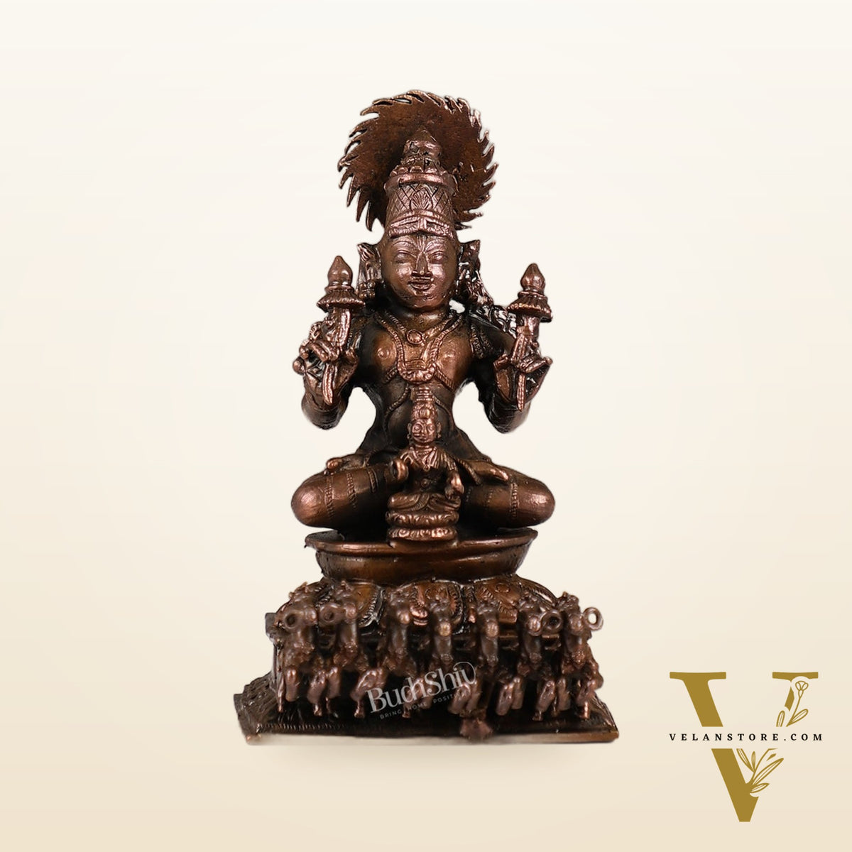Exquisite Pure Copper Surya Dev Rath Idol - Handcrafted 4.5 Inch Statue