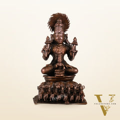 Exquisite Pure Copper Surya Dev Rath Idol - Handcrafted 4.5 Inch Statue