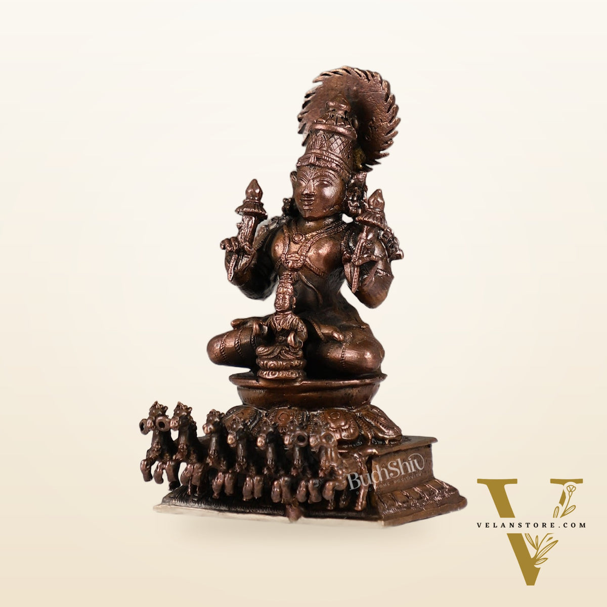 Exquisite Pure Copper Surya Dev Rath Idol - Handcrafted 4.5 Inch Statue