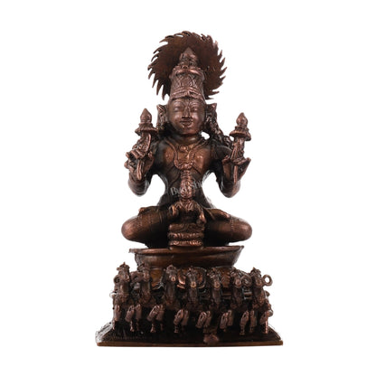 Exquisite Pure Copper Surya Dev Rath Idol - Handcrafted 4.5 Inch Statue
