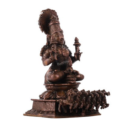 Exquisite Pure Copper Surya Dev Rath Idol - Handcrafted 4.5 Inch Statue