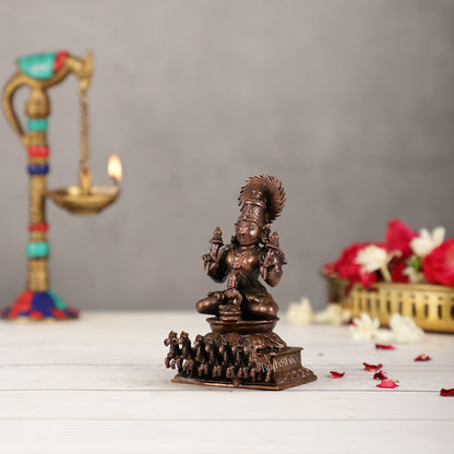 Exquisite Pure Copper Surya Dev Rath Idol - Handcrafted 4.5 Inch Statue