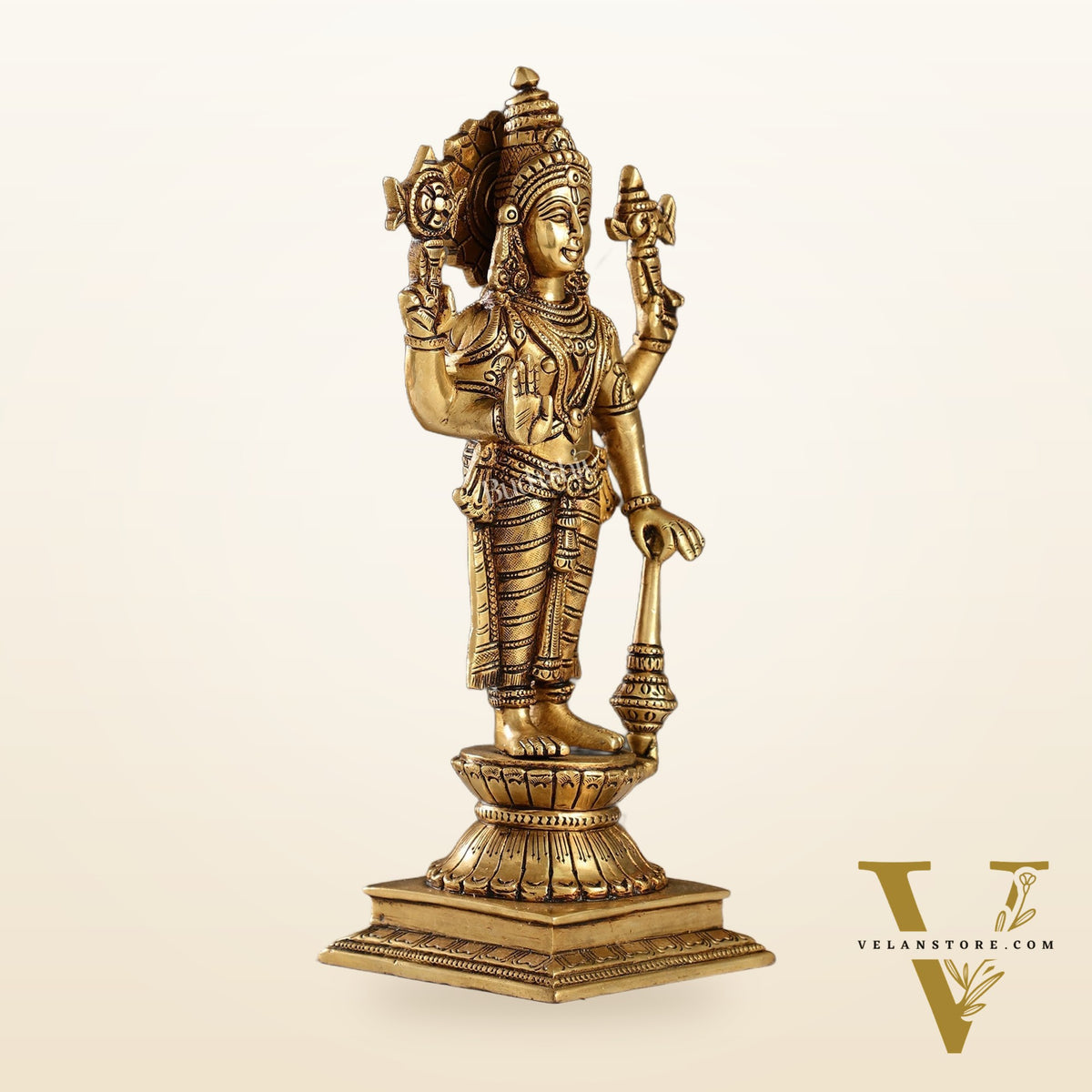 Exquisite Pure Superfine Brass Handcrafted Vishnu Murti | 12.5" Height | Divine Balance