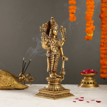 Exquisite Pure Superfine Brass Handcrafted Vishnu Murti | 12.5" Height | Divine Balance