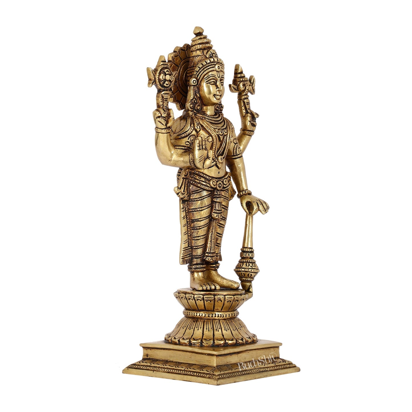 Exquisite Pure Superfine Brass Handcrafted Vishnu Murti | 12.5" Height | Divine Balance