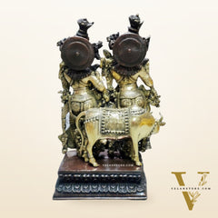 Exquisite Radhakrishna Idol with Cow | Duel tone | 29 inch