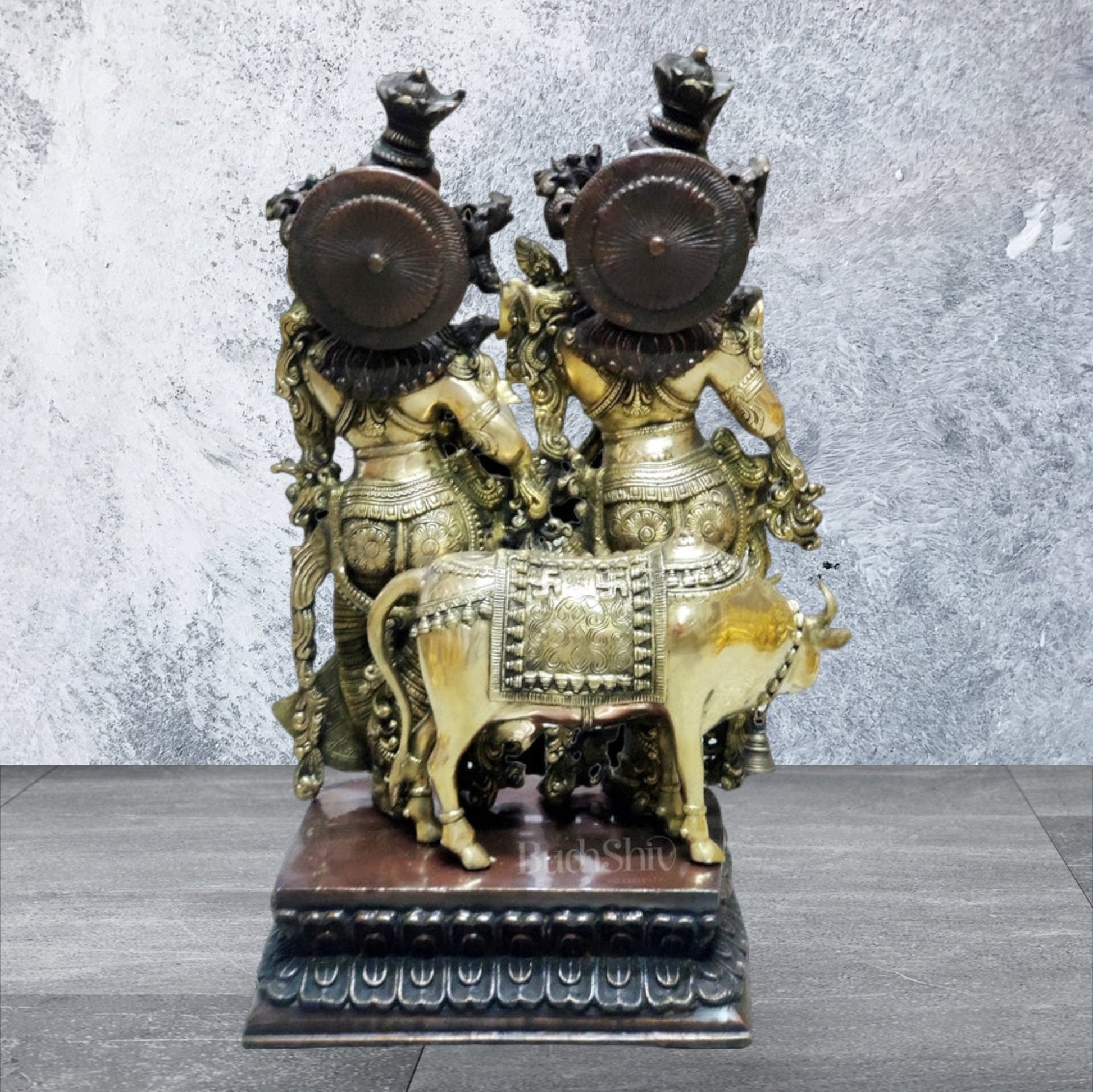 Exquisite Radhakrishna Idol with Cow | Duel tone | 29 inch