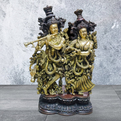 Exquisite Radhakrishna Idol with Cow | Duel tone | 29 inch