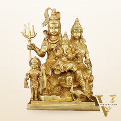 Exquisite Shiv Parivaar Statue - 15" Height, Superfine Brass