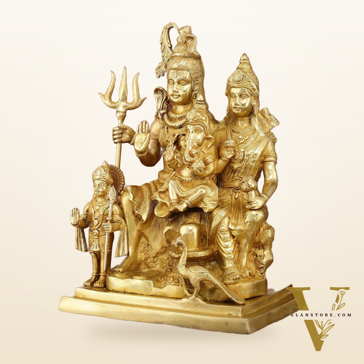 Exquisite Shiv Parivaar Statue - 15" Height, Superfine Brass