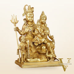Exquisite Shiv Parivaar Statue - 15" Height, Superfine Brass