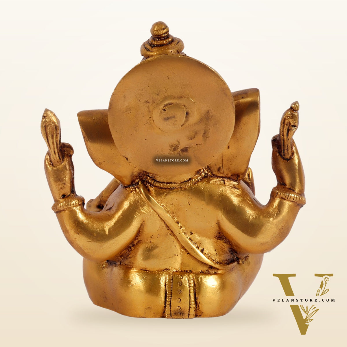 Exquisite Taj Ganesha Brass Idol with Gold finish 6"