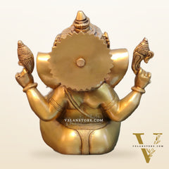 Exquisite Taj Ganesha Statue - Handcrafted Brass 9" Height