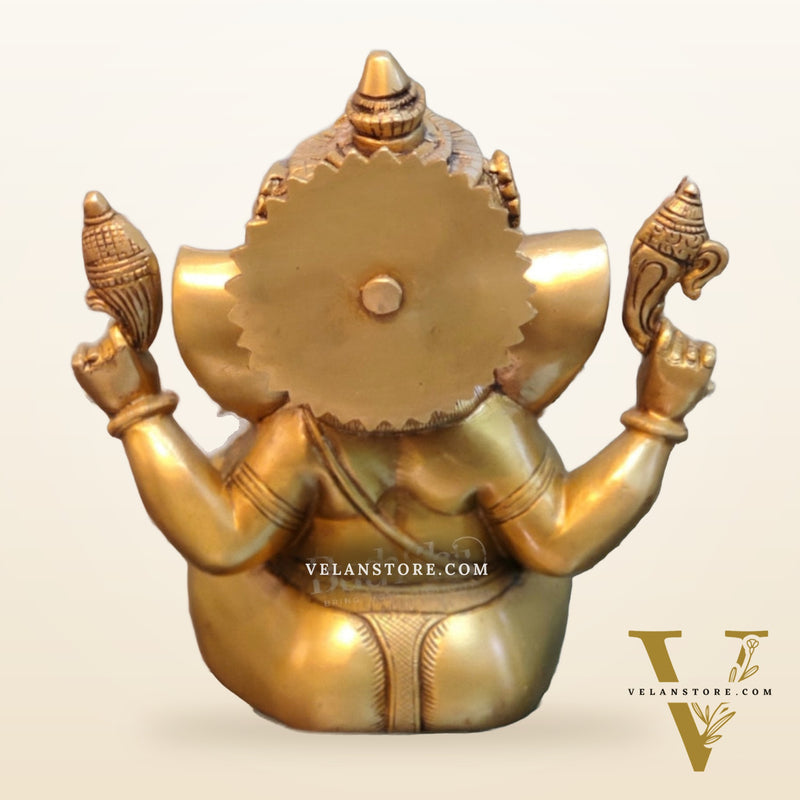 Exquisite Taj Ganesha Statue - Handcrafted Brass 9" Height