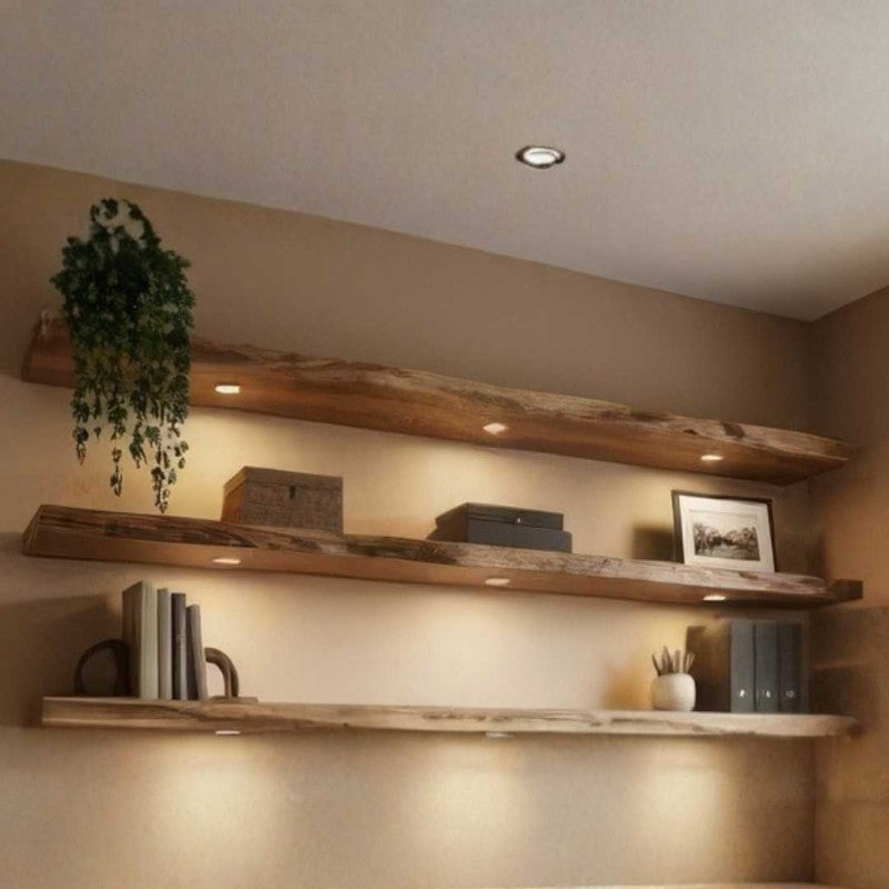 Handcrafted Live Edge Solid Wood Floating Wall Shelves – Set of 3 | Natural Rustic Finish
