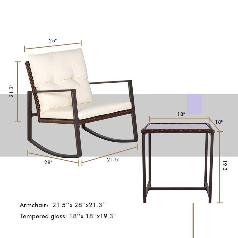 Duchess Outdoor Patio Seating Set 2 Chairs and 1 Table Set (Black)