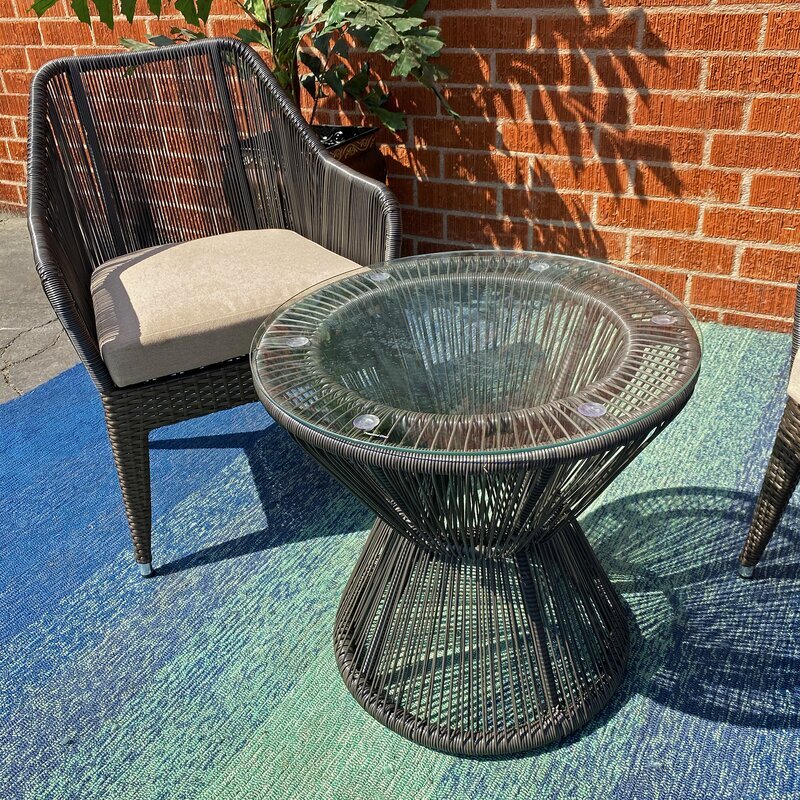 Tim Outdoor Patio Seating Set 2 Chairs and 1 Table Set (Brown)