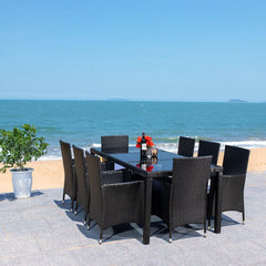 Filiberto Outdoor Patio Dining Set 8 Chairs and 1 Table (Black)
