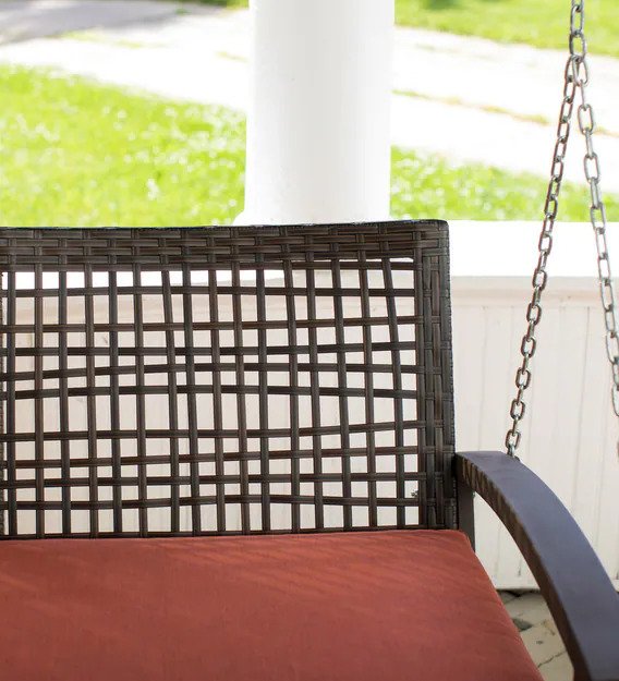 Augusto Double Seater Hanging Swing Without Stand For Balcony , Garden Swing (Dark Brown)