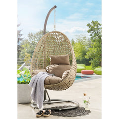 Eula Single Seater Hanging Swing With Stand For Balcony , Garden Swing (Gold)