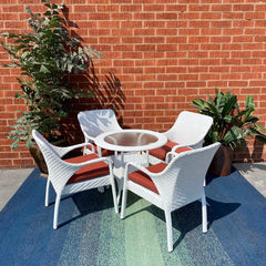 Binky Outdoor Patio Seating Set 4 Chairs and 1 Table Set (White)