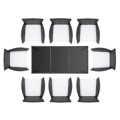 Filiberto Outdoor Patio Dining Set 8 Chairs and 1 Table (Black)