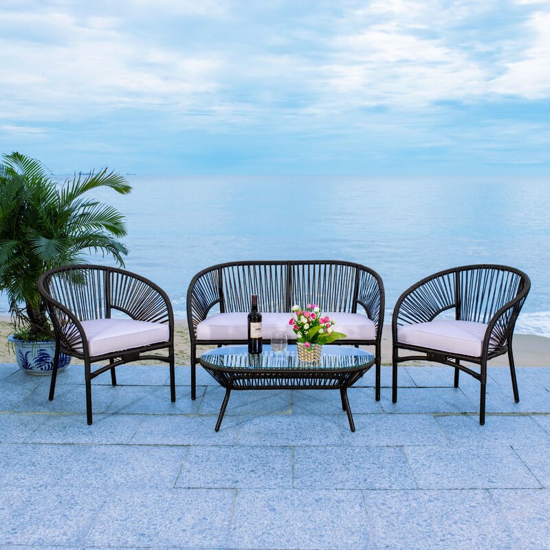 Amedea Outdoor Sofa Set 2 Seater , 2 Single seater and 1 Center Table (Black + White)