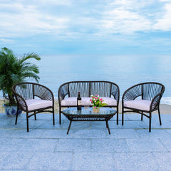 Amedea Outdoor Sofa Set 2 Seater , 2 Single seater and 1 Center Table (Black + White)