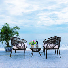 Amedea Outdoor Sofa Set 2 Seater , 2 Single seater and 1 Center Table (Black + White)