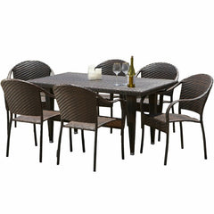 Michele Outdoor Patio Dining Set 6 Chairs and 1 Table (Brown)