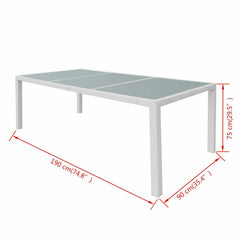 Rinaldo Outdoor Patio Dining Set 8 Chairs and 1 Table (White)