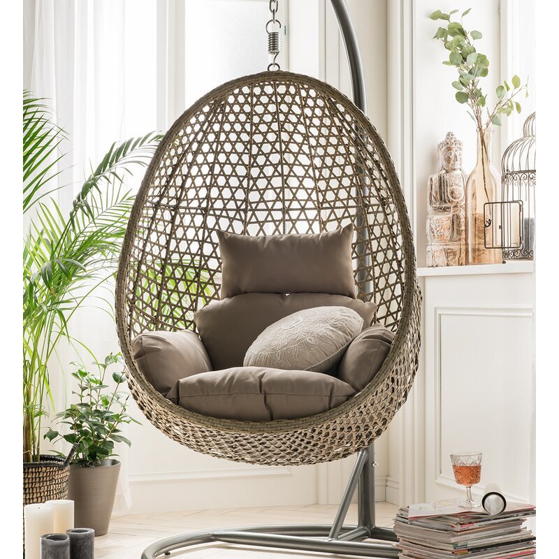 Eula Single Seater Hanging Swing With Stand For Balcony , Garden Swing (Gold)