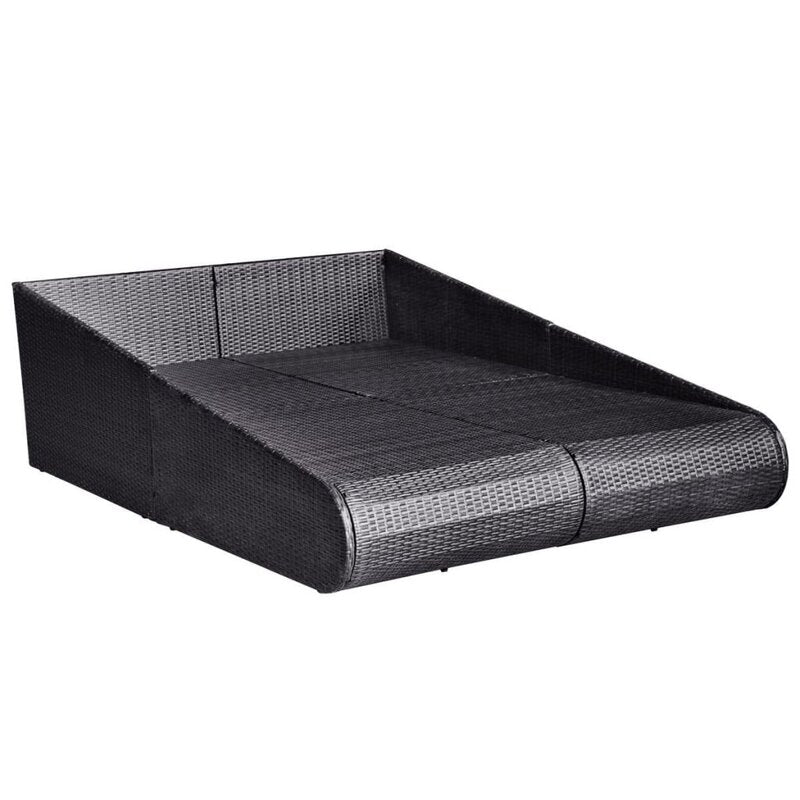 Manna Outdoor Poolside Sunbed With Cushion Daybed (Black/Brown)