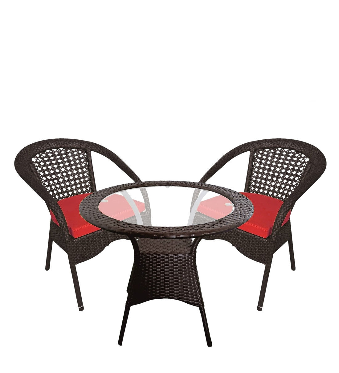 Woody Outdoor Patio Seating Set 2 Chairs and 1 Table Set (Brown)