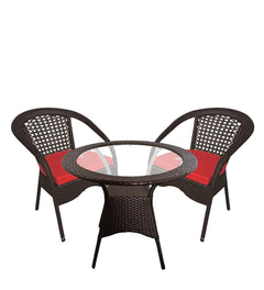 Woody Outdoor Patio Seating Set 2 Chairs and 1 Table Set (Brown)