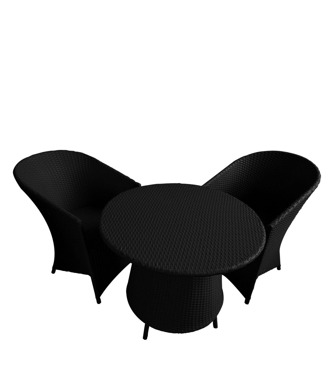 Nell Outdoor Patio Seating Set 2 Chairs and 1 Table Set (Black)