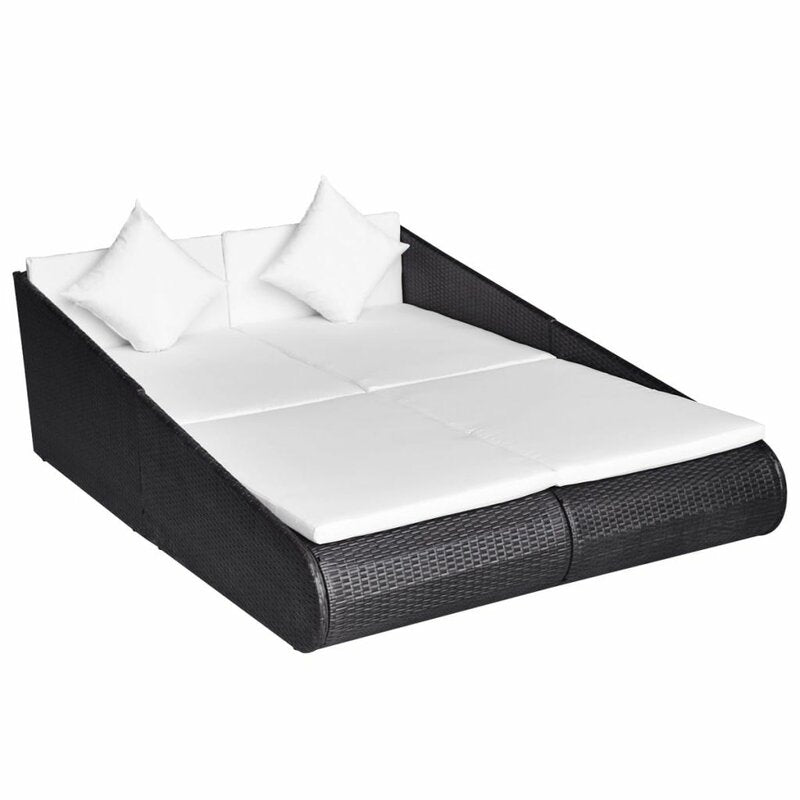 Manna Outdoor Poolside Sunbed With Cushion Daybed (Black/Brown)