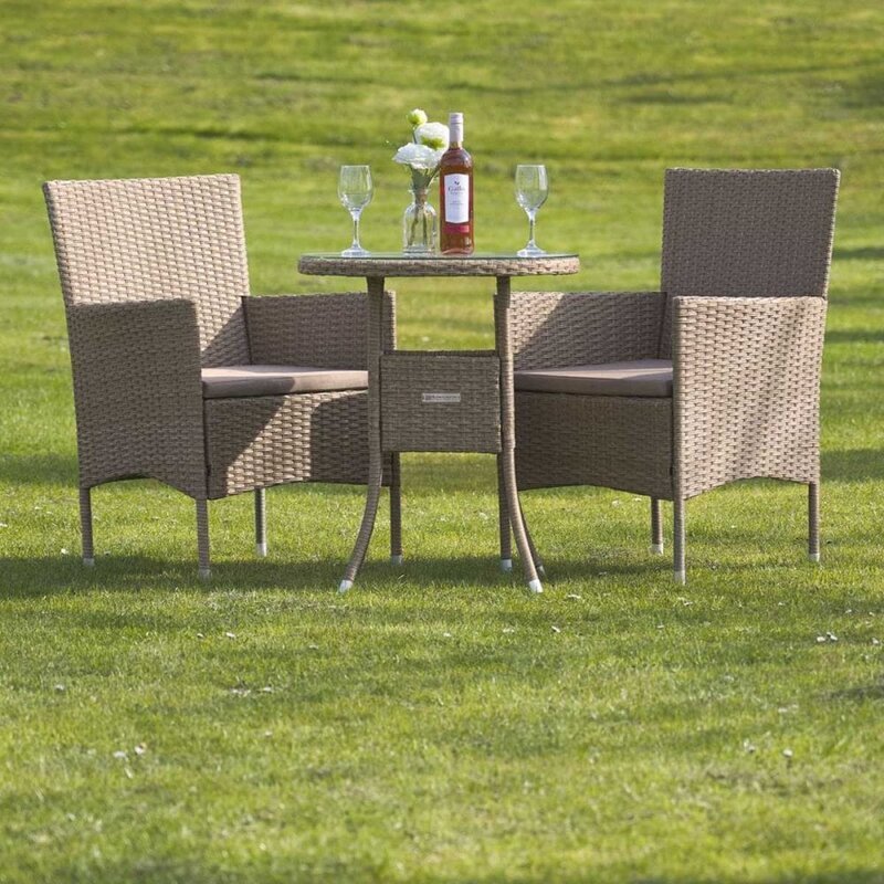 Archie Outdoor Patio Seating Set 2 Chairs and 1 Table Set (Cream)