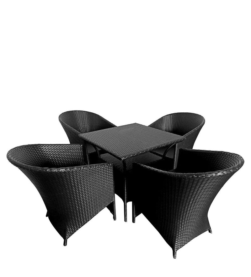 Unique Outdoor Patio Seating Set 4 Chairs and 1 Table Set (Black)