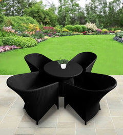 Daksh Outdoor Patio Seating Set 4 Chairs and 1 Table Set (Black)